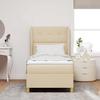 Box Spring Bed with Mattress and Headboard Cream 190 X 90 Cm Fabric