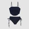 2024 Korean-Style Women's Split Swimsuit: Girl's Tube Top Drawstring Bikini for Resorts & Hot Springs
