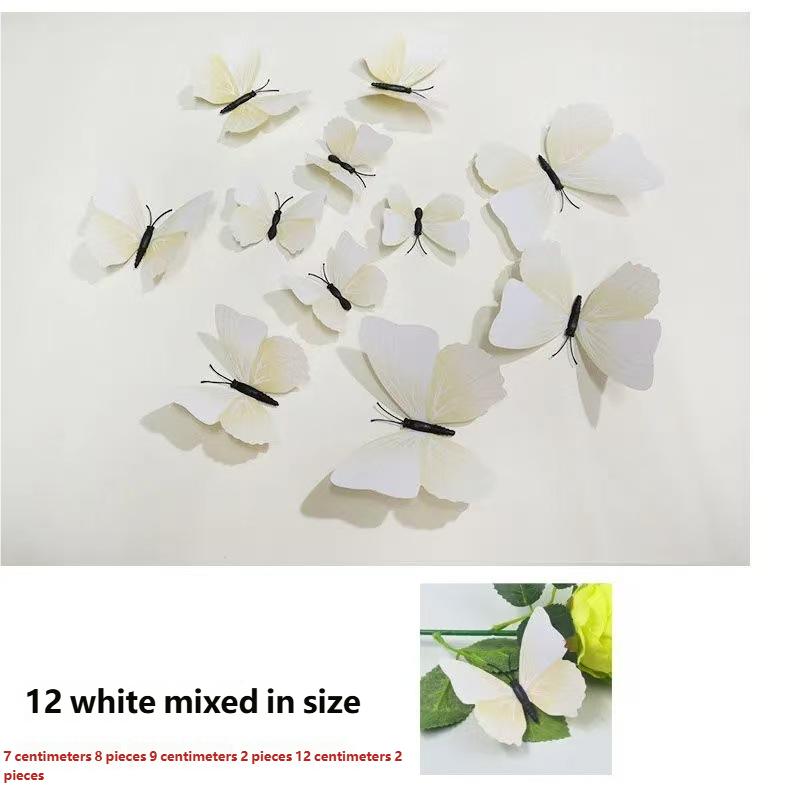12pc Multicolor 3D Butterfly Wall Stickers Art Decal Living Room Solid Color Butterflies Wallpaper For Home Decor Mural Decals