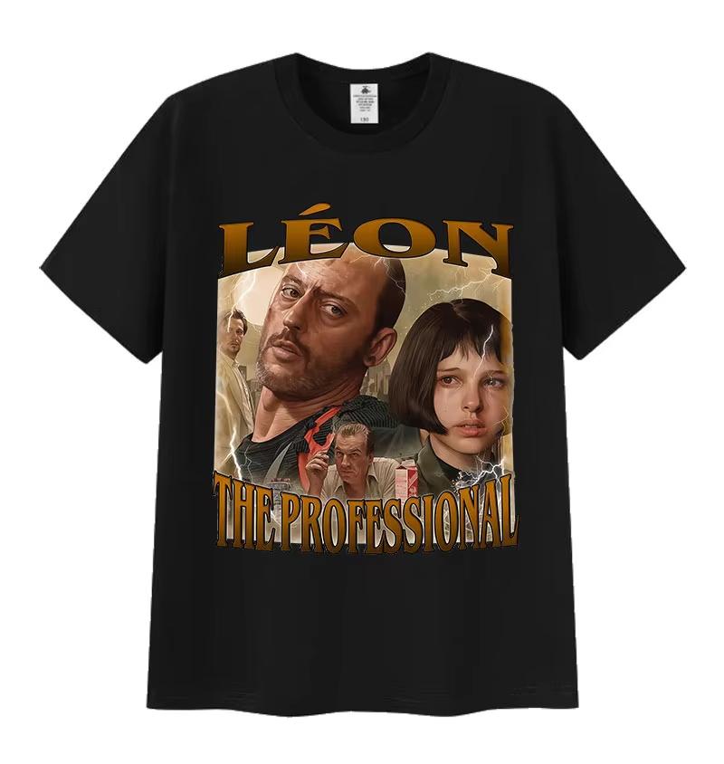 

Unisexs and Womens round neck fashionable Tshirt summer oversized cotton Tshirt Vintage Leon professional pattern Tshirt S