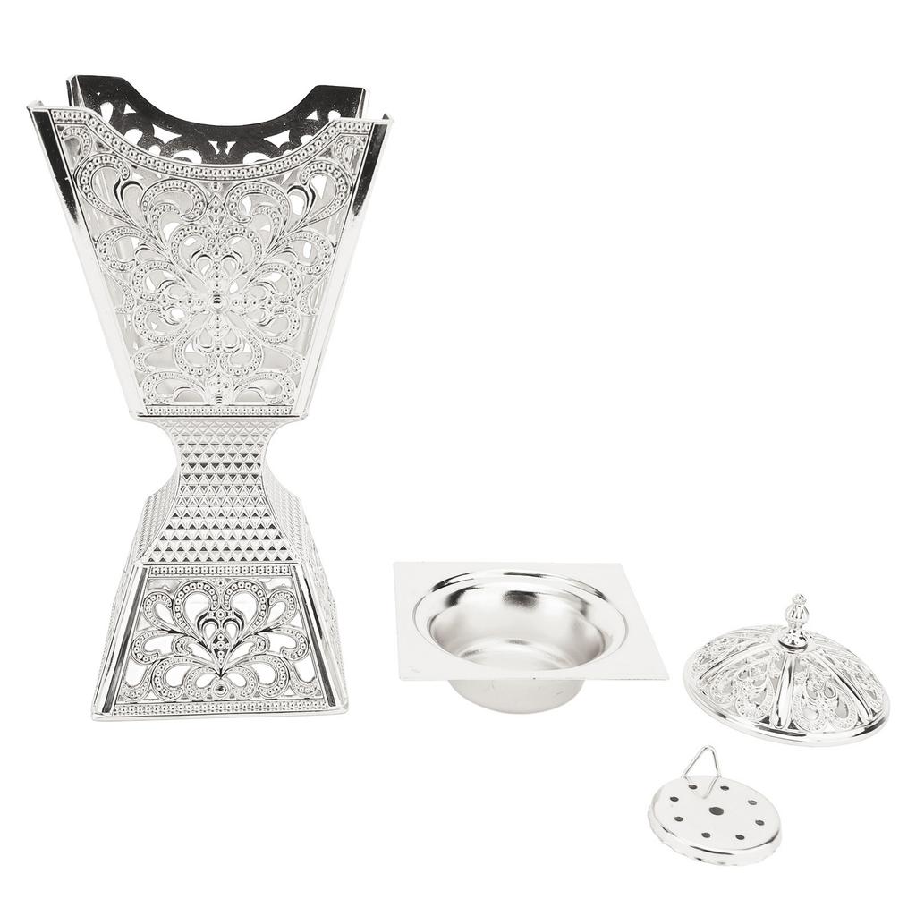 Frankincense Resin Incense Burner Portable Exquisite Alloy Indoor Aroma Burner for Home Silver