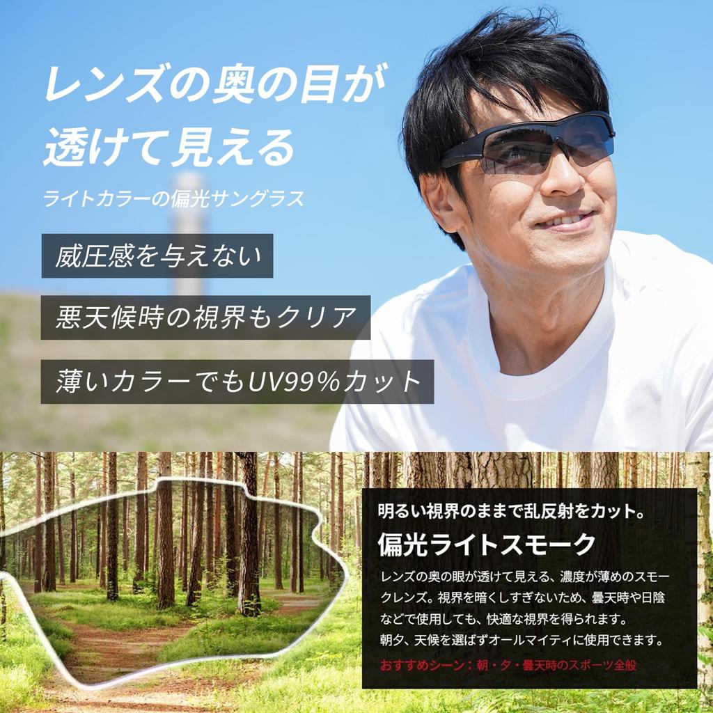 A-Fit Men's Polarized Sunglasses for Sports, Golf, Running, and Baseball, UV Protection, BlackRed, Polarized Light Smoke Lens, AF-7006PLSM-C2