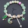 Korean Version of Chalcedony Glazed Moon Star Pendant Bracelet Burst Stone Crystal Bracelet Women's Handmade Beaded Hand Jewelry