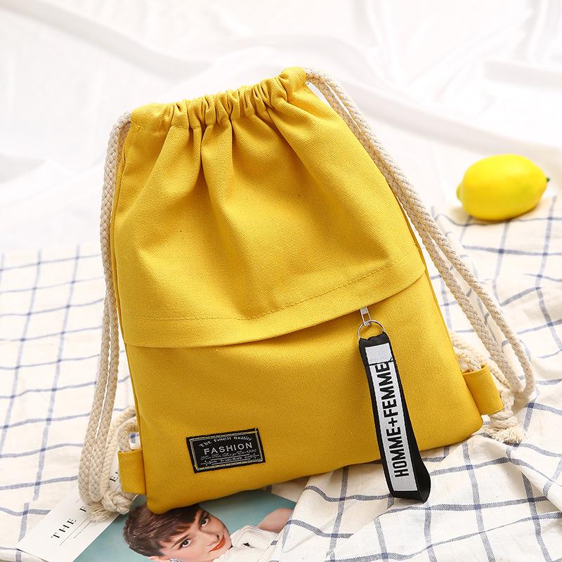 Women's Lightweight Canvas Drawstring Backpack for Tutoring and School 