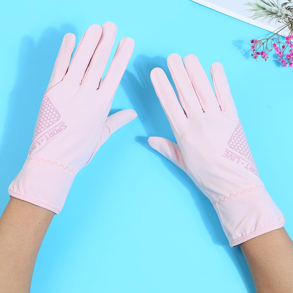 Sunscreen Gloves for Women In Summer Outdoor Cycling and Driving Sunshade Cool Breathable Thin Full Finger Touch Screen Gloves