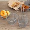 French Fries Basket Stainless Steel Fry Serving Baskets Mini Square Chicken Wings Holder Restaurant Cafe Table Food Serving