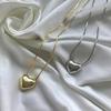Dainty Two-Sided Heart-shaped Pendant Necklace Vintage Hip-hop Sweater Chain Lightweight Choker Necklace Ornament