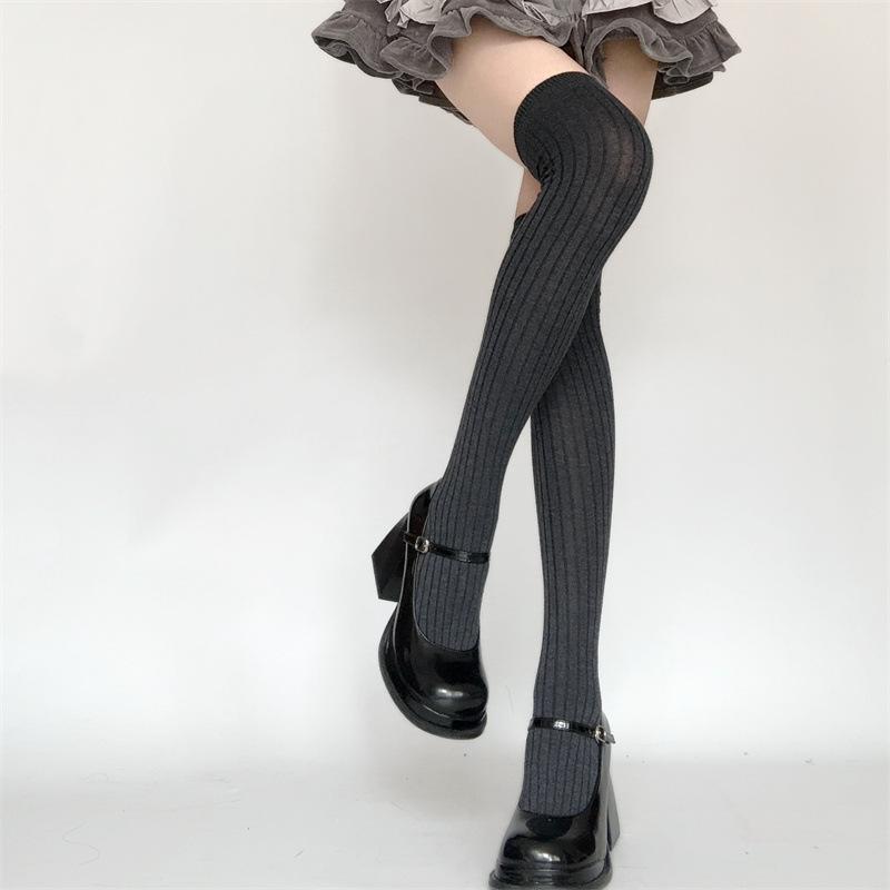 Solid Color Knee Socks, Girls Junior High School Bottom Socks, Lolita Skirt Jk Pleated Skirt Stockings