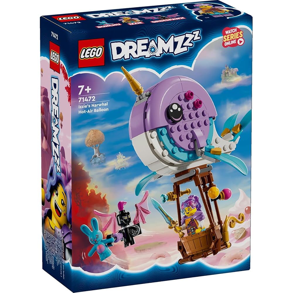 LEGO Dreams Izzy's Narwhal Hot Air Balloon Toy Set for Kids 6-9 Years Old Building Blocks