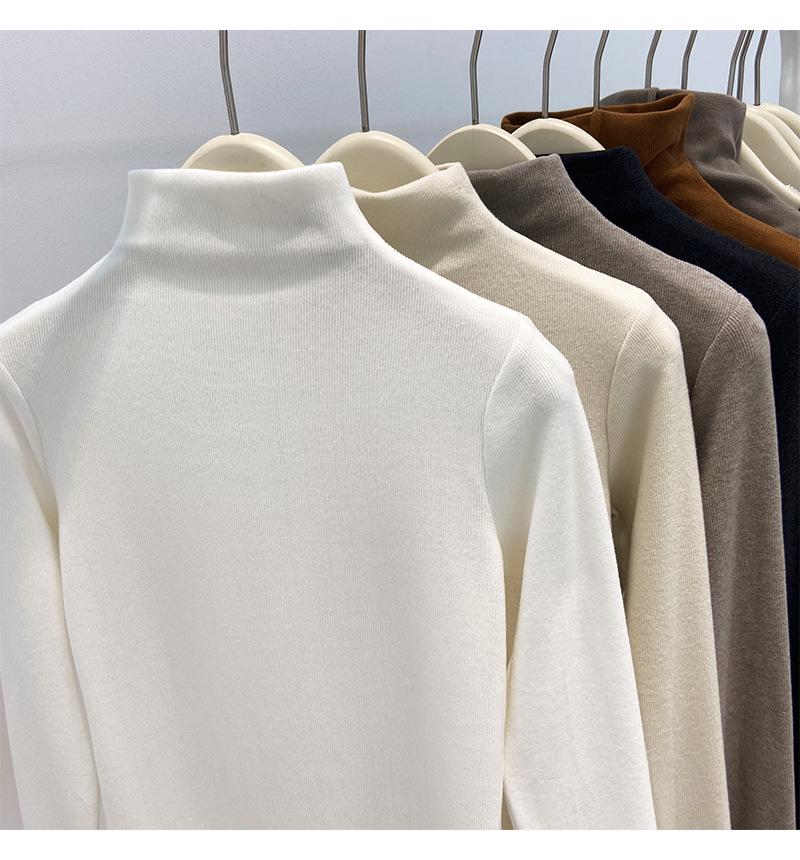 Women's Slim Fit German Velvet Turtleneck Long Sleeve Top - Fall/Winter, Figure-Flattering, Ins Style