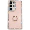 For Samsung Galaxy S24 Ultra Case with Ring Kickstand Rhinestone Edge TPU+PC IMD Phone Cover