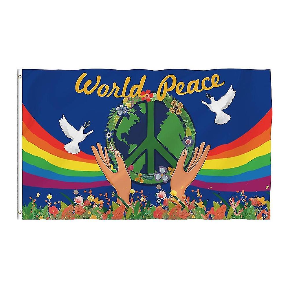World Peace Flag Polyester Large Banners 90 X 150 Cm Fade Resistant Great for Indoor and Outdoor Decoration.