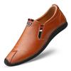 Harajuku Peas Shoes Breathable Genuine Leather Men Big Size Flat Loafers Moccasins Walking Driving Outdoor Travel Soft Shoes
