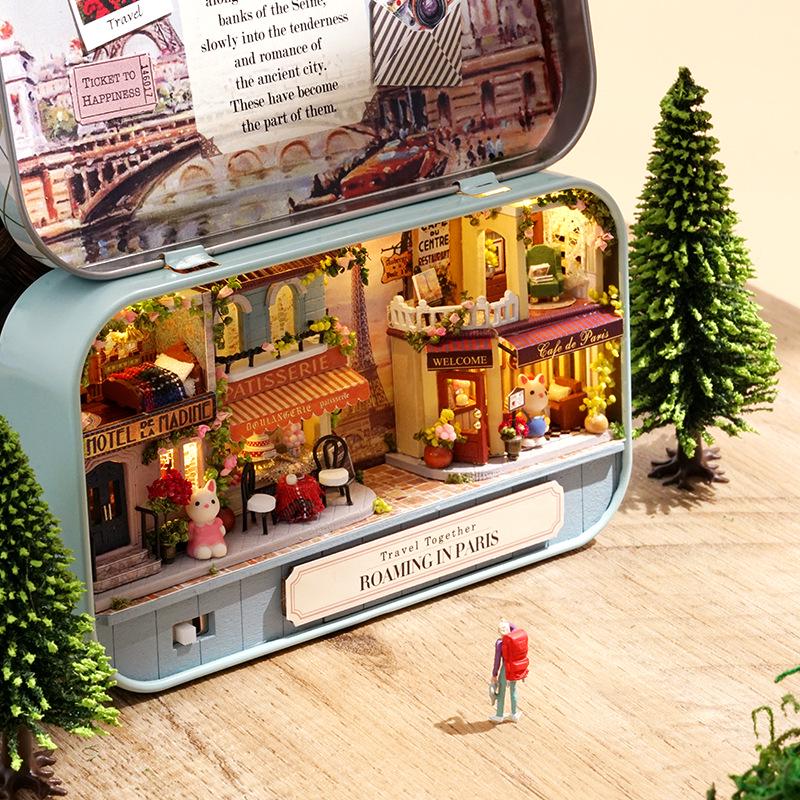 Caixa de Brinquedos DIY Teatro Modelo Menina Casa Casa de Bonecas Miniatura Presente