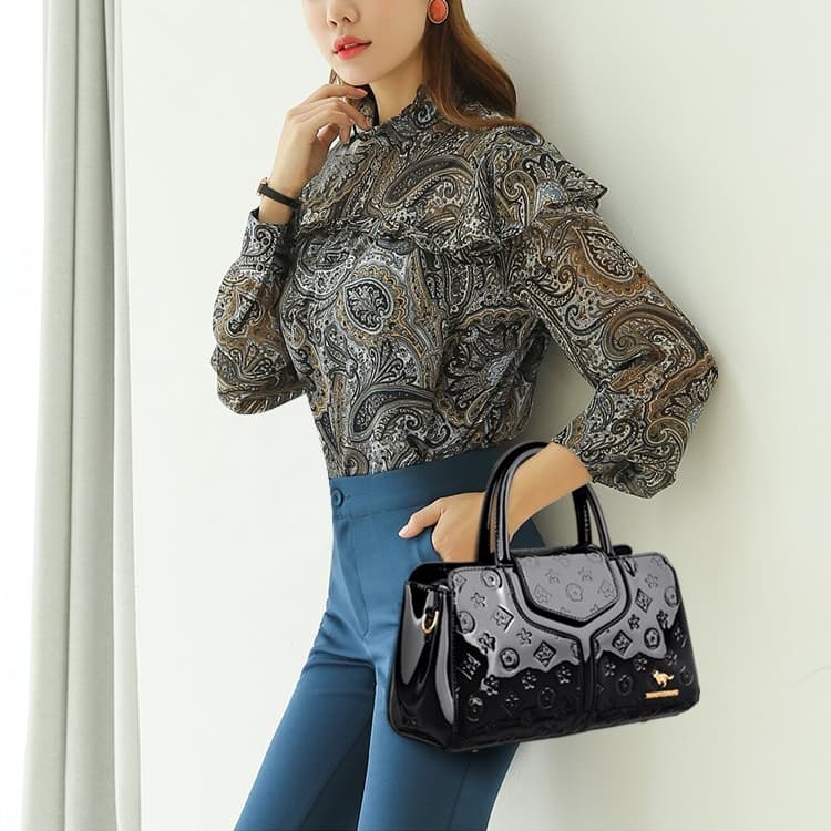 Geprägte glänzende Boston-Tasche Damen-Umhängetasche
