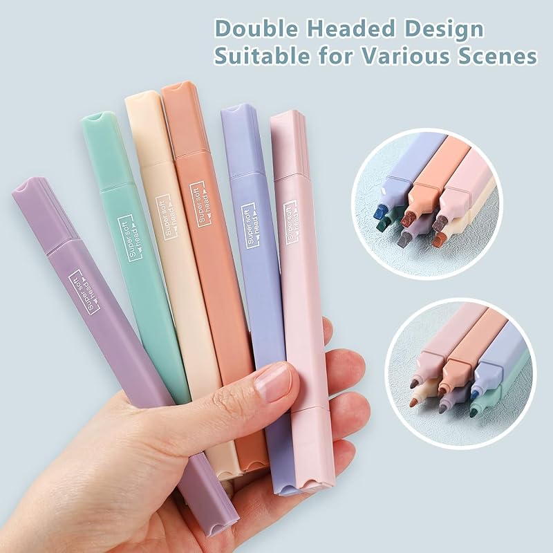 Radiant Aesthetic Pastel Highlighters And Pens, No Bleed, Chisel Tip, For Journaling, Note Taking, School Supplies (Pack