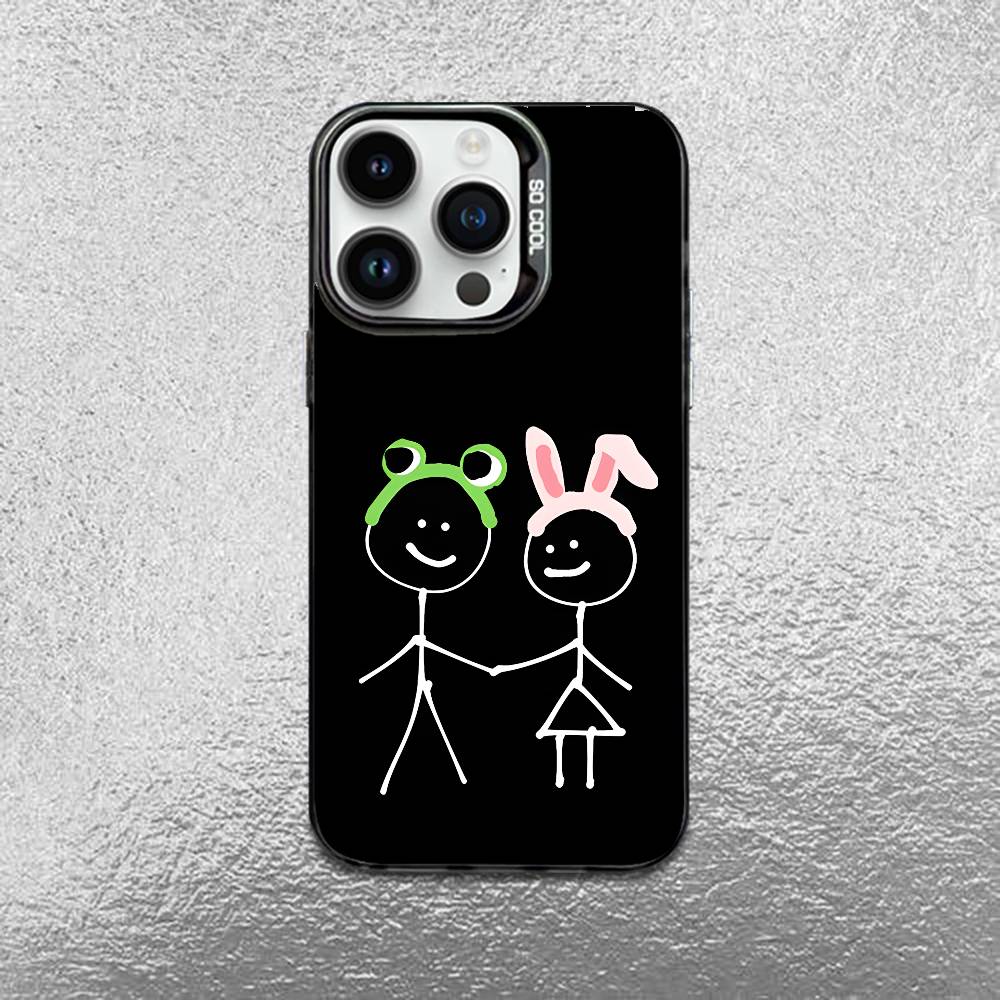 Cartoon Stickman Matchman Phone Case For iPhone 17,16,Pro,Max,e,15,14,Plus,13,12,Mini,11, Matte Colored Silver Luxury Cover