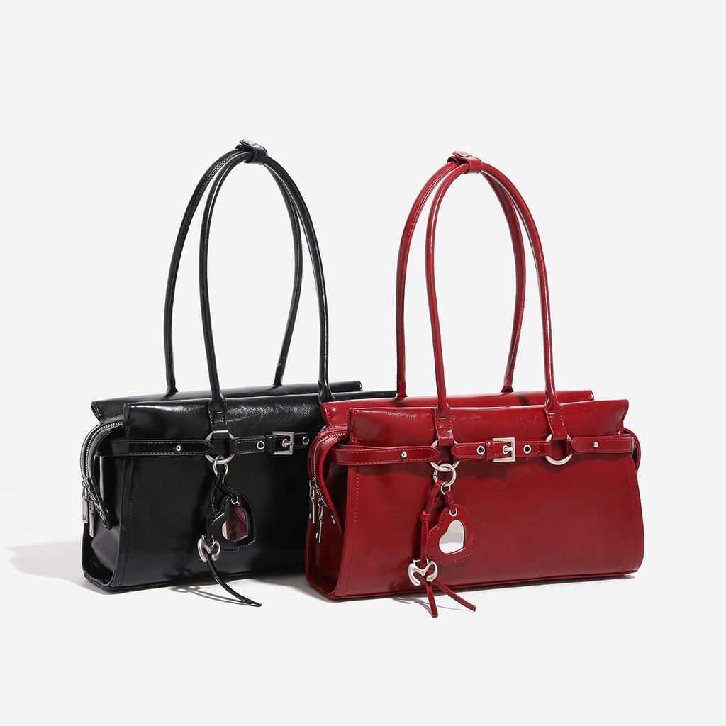 Sweet and Cool Women's Simple Commuting Stylish Belt Bag, Fashionable 2025 New Trendy Motorcycle Single-Shoulder Underarm Bag