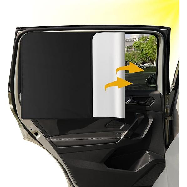 Car Window Shades, 2 Pcs Car Privacy Curta, 100% Block Light Car Window Covers Magnetic Side Window Sun Shade Keeps Cooler for Breastfeeding, Taking Back Seat
