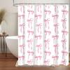 Hot Bow Pattern Shower Curtain Cute Bathing Cat Shower Curtain Waterproof Polyester Fabric Washable Bathroom Decor Accessories