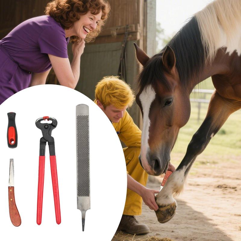 Hufzangen Hufschneidewerkzeug für Ponys Ergonomisches Multifunktions-Nagelhandflächen-Set für die Pferdepflege und das Scheren