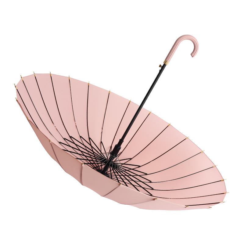 Flowering umbrella in contact with water 24 bone umbrella weather and rain long handle large umbrella high value male and female students wholesale