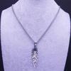 Boho Feather Pendant Male Necklace for Women Men Stainless Steel Silver Color Leaf Chain Jewelry Gift Collar Hombre N3393S01