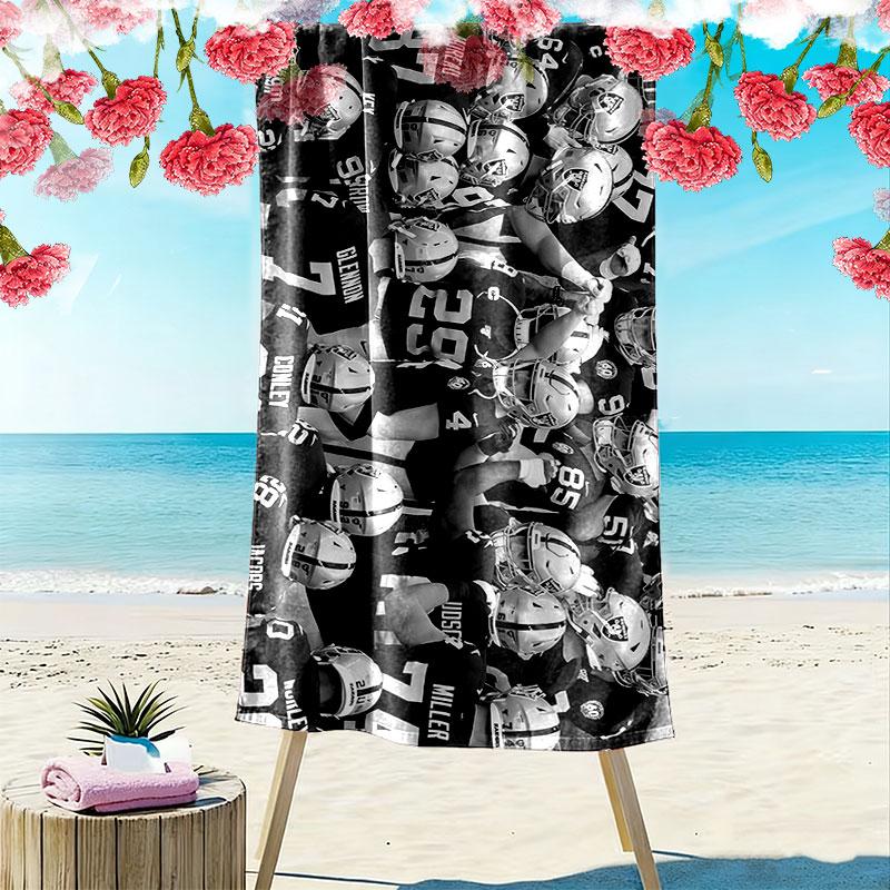 Raiders Players Print Beach Towel, Large Soft Quick Dry Towel for Beach Camping Swimming