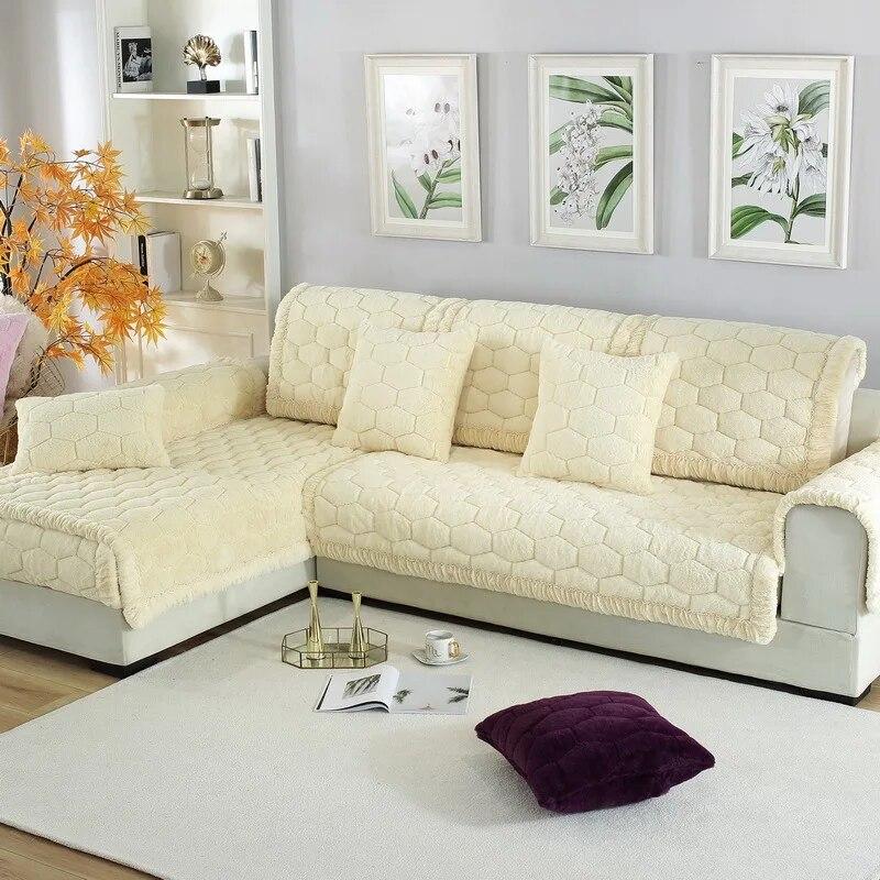 Kalınlaşma Sıcak Minderler Peluş Kanepe Kılıfı Kış Geniş Ağız L Şekli Yeni Kanepe Arkalığı Kolçaklar Kaymaz Oturma Odası Kanepe Kapakları