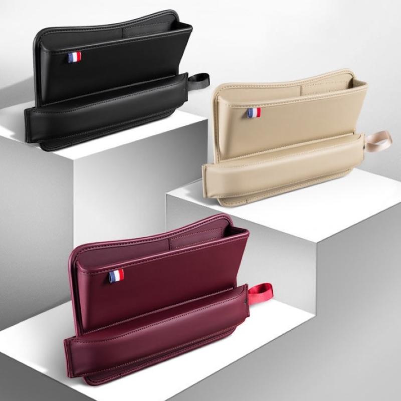 Universal Leather Two In One Car Seat Slot Storage Box Gap Plug Filler Crevice Phone Holder Organizer For Bmw For