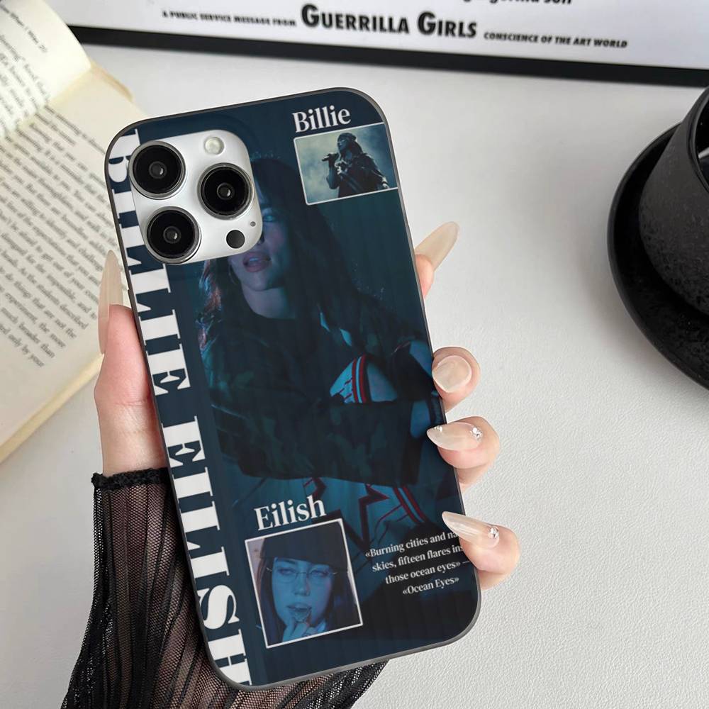 Pop E-Eilish Star B-billie Corrugated Stripe Phone Case For IPhone 17 16 15 14 13 12 11 Pro Max Plus Pro Shockproof Cover