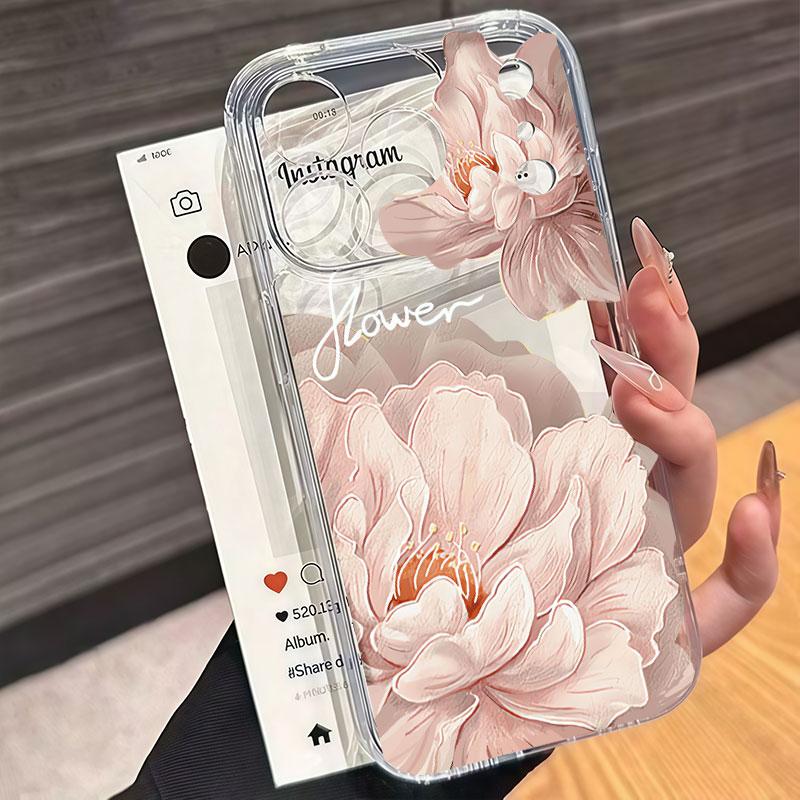 Pink Lily Flower Case For Redmi Note 15 Pro 14 4G 13 5G 12 Plus MAX 11 Pro 12S 11S A5 A3 15C 13C 14C Y2K Soft Clear Cover