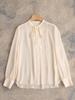 Xiao He 23 Momme Mulberry Silk Tie-Neck Crinkled Blouse