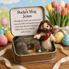 Boîte Hug de Poche de Pâques Figurine Jésus/Lapin/Mouton/Poussin/Papillon/Pierre en Feutre dans Boîte avec Carte Remplisseurs de Panier de Pâques Cadeau Inspirant pour Femmes