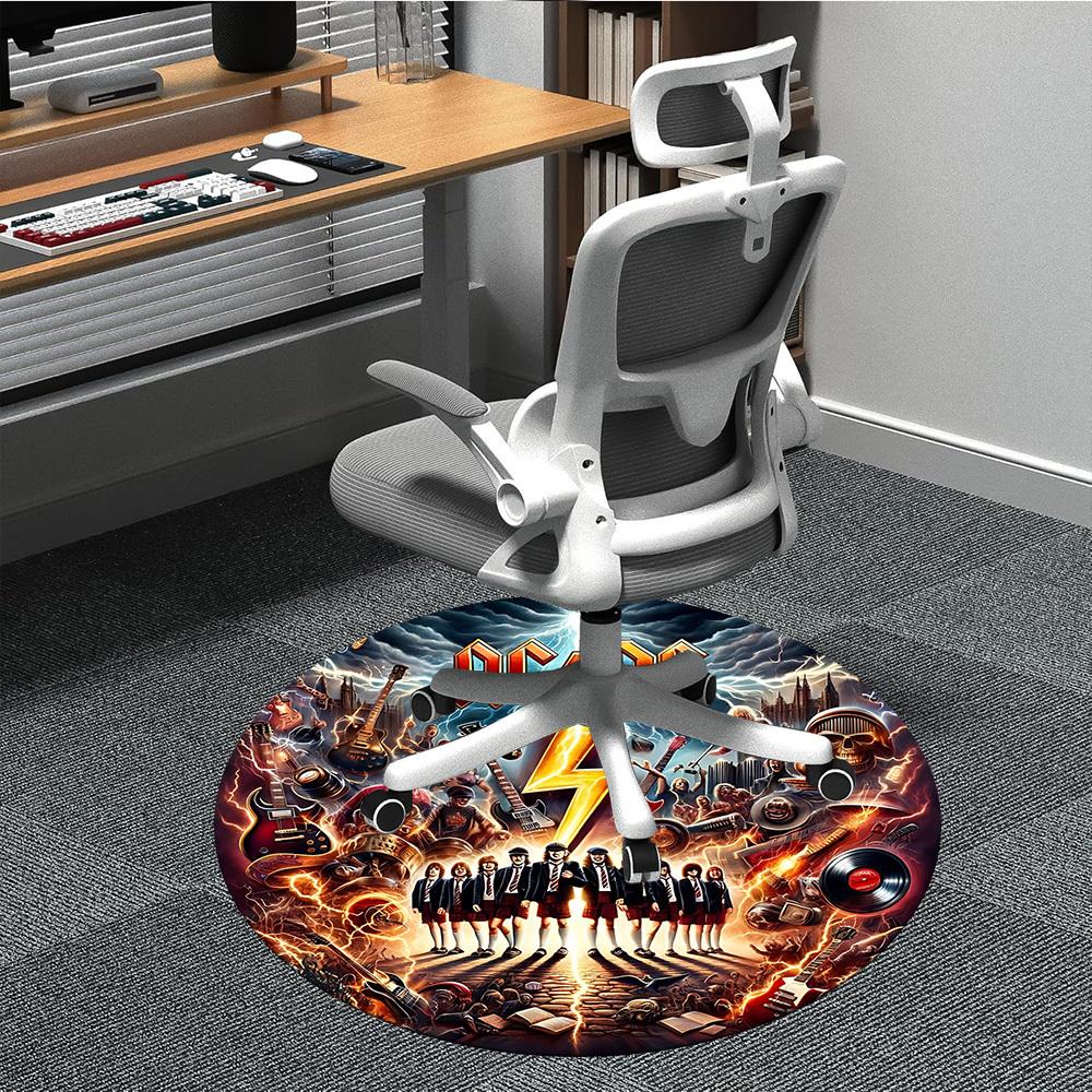 

1pc AC/DC Chair Carpet for Office Non-Slip, Soft & Comfortable, Carpet for Office, Gaming, Lightweight Round Floor Mat 80cm