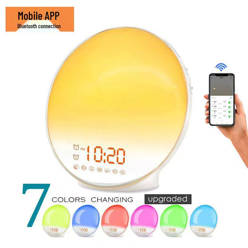 

Светодиодный будильник с имитацией восхода солнца для пробуждения и ночник-лампа для засыпания с имитацией заката 6W
