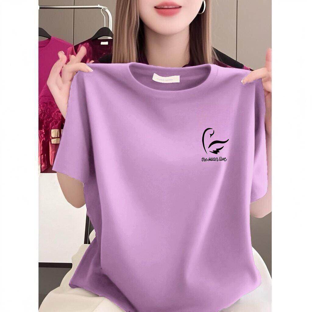Women's Plus Size Printed Round Neck T-Shirt - Summer Casual Loose Fit, Slimming, High-End
