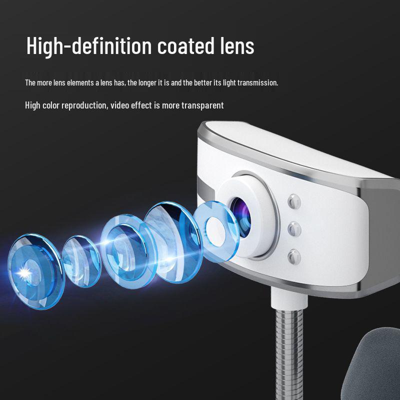 Webcam USB ad Alta Definizione con Microfono per Lezioni Online e Live Streaming, Installazione Senza Driver