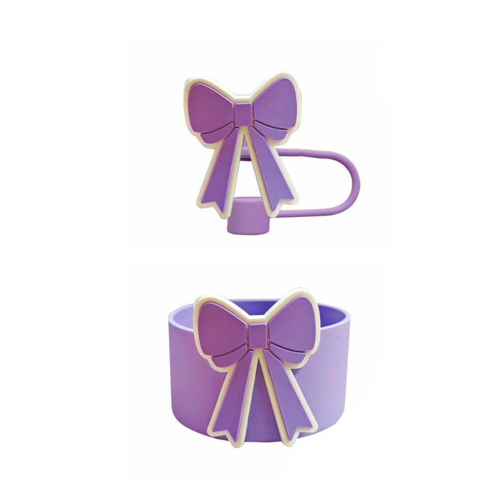 

Силіконовий захисний чохол для склянки-тамблера, кришки для соломинок з бантиком, кришка для чашки для Stanley Cup, аксесуари для чашки фіолетовий