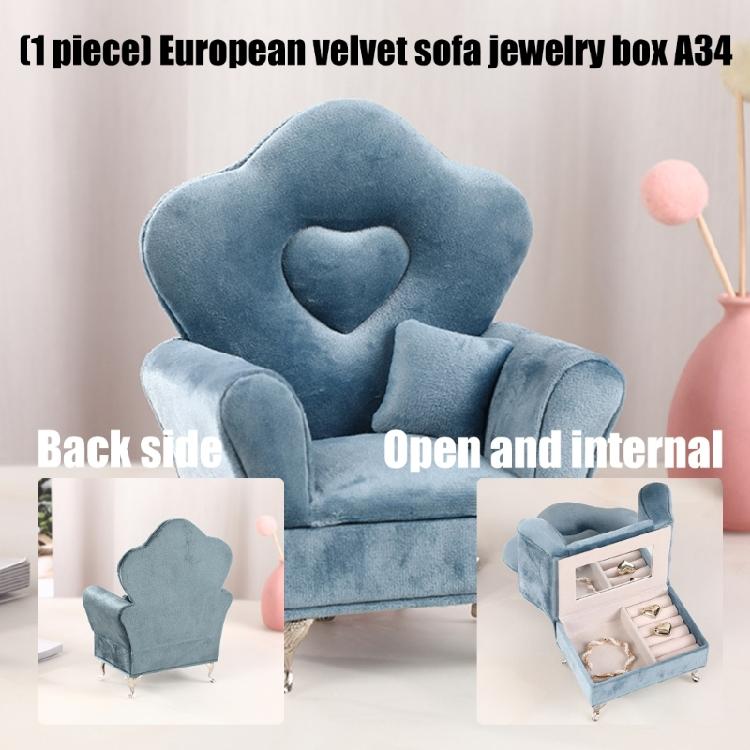 Velvets Jewelry Organizers Portable Sofa Shape with Partitioned Sections Space Saving Jewelry Travel Case for Easy Access