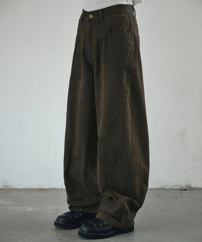 Seukeulaeteulpigsel Vtg Fade Dart Curved Line Cotton Pants [Brown]