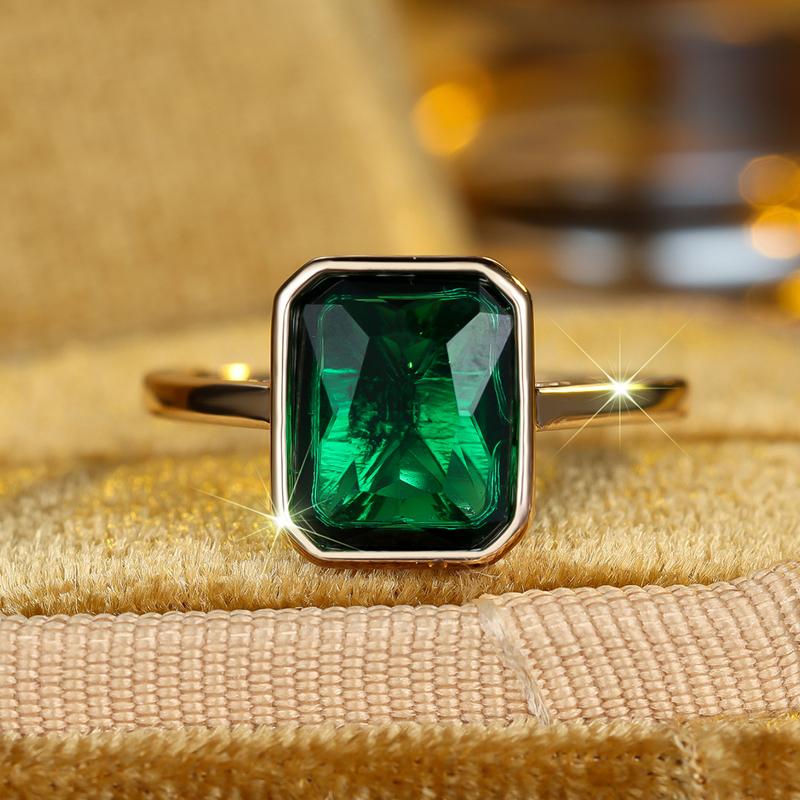 

Элегантные квадратные кольца с зелеными кристаллами для женщин, золотистого цвета, обручальное кольцо, праздничные ювелирные украшения, подарки 8 золотой/зелёный