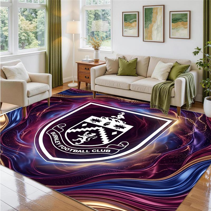 Burnley Football Design Crystal Velvet Rug Soft Decorative Mat for Bedroom Entrance