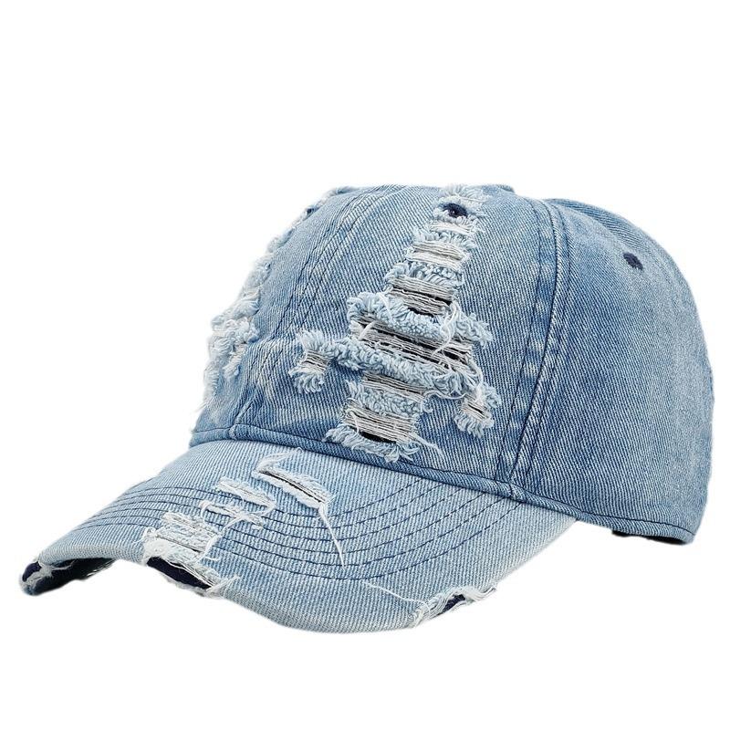 

Women s Korean Versatile Ripped Denim Baseball Cap Summer Sun Protection Visor Cap Men s Style