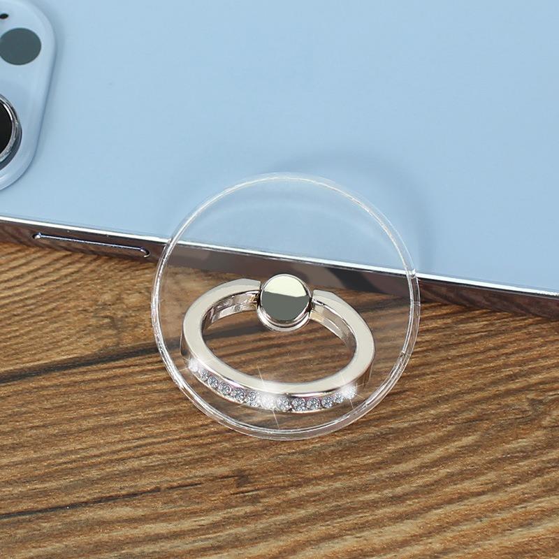 Transparent Round Diamond Ring Buckle Holder Adhesive Type Lazy Phone Holder