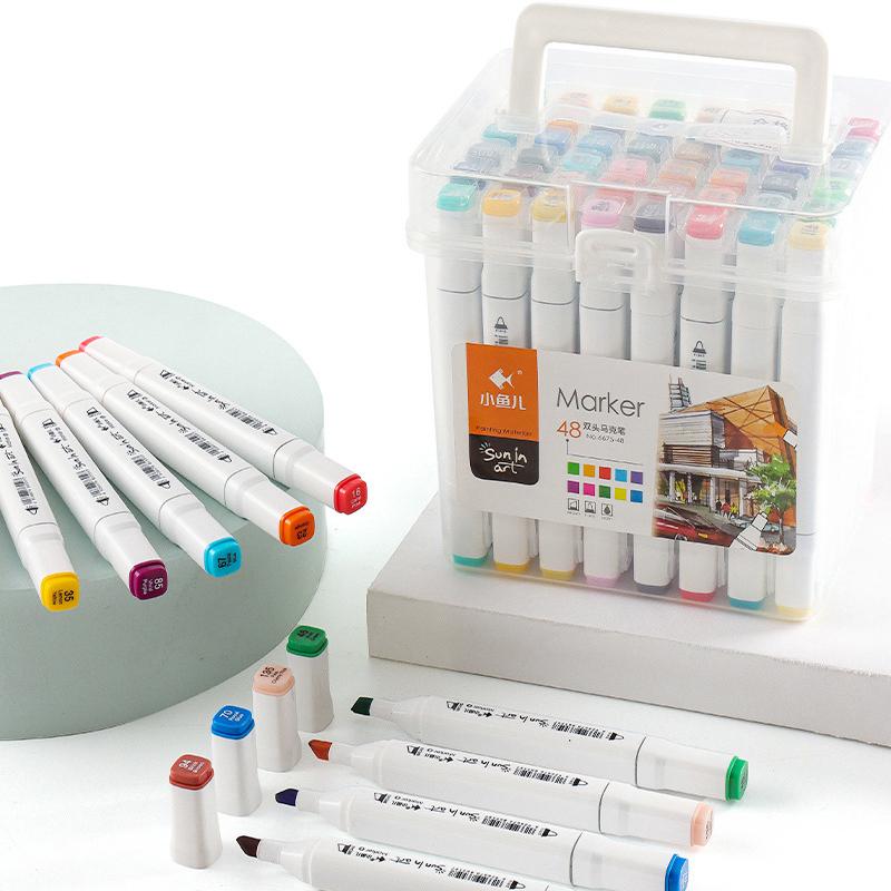12/18/24/36/48/60 Color Portable Double Headed Arts Markers Set,Fine Arts Painting Oily Pen, Artist Art Supplies Graffiti Diy
