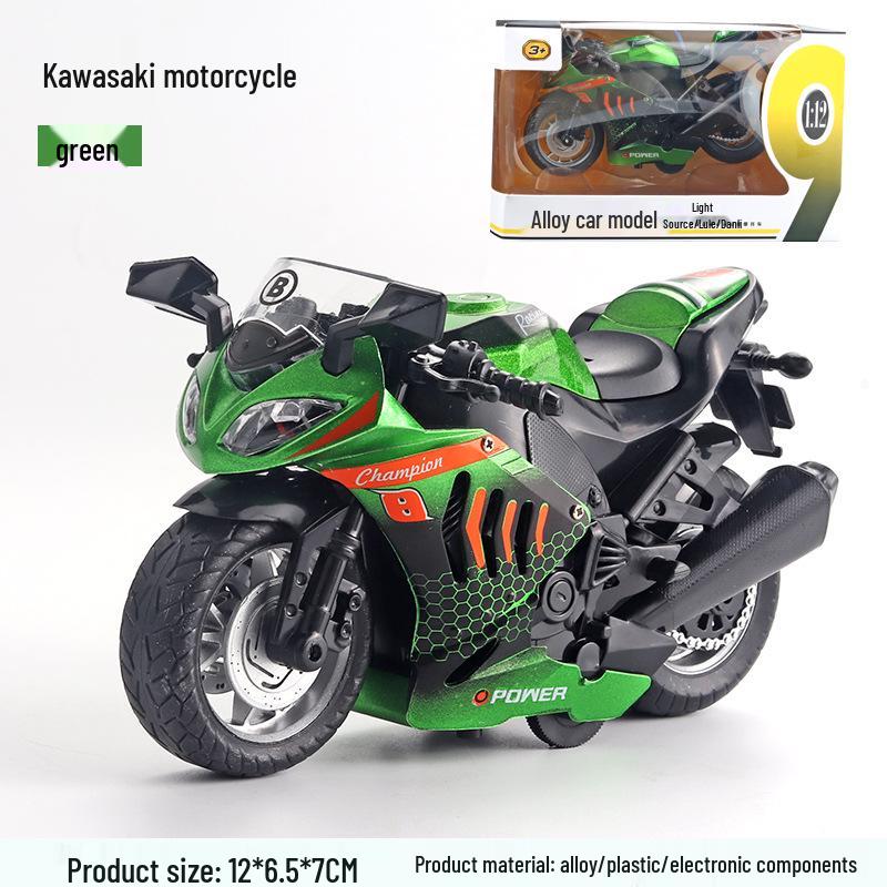 

1:12 Модель мотоцикла Harley и уличного автомобиля Kawasaki из легкого сплава со звуковыми и световыми функциями