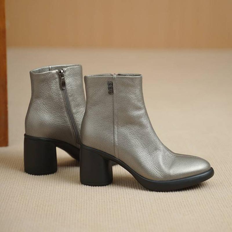 

Новые женские модные ботильоны на высоком каблуке, резиновая платформа, нескользящая подошва, задняя молния, большой размер, женские ботинки, осенне-зимние кожаные ботильоны 40