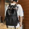 Trendy Men's PU Leather Backpack - Korean Style, Solid Color, for College Students