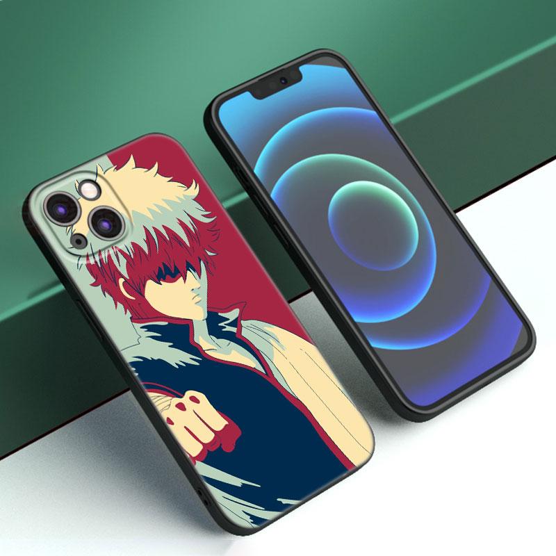 Anime Gin Tama Phone Case For Apple iPhone 12 13 Mini 11 14 15 Pro Max 7 8 Plus X XR XS SE 2020 2022 Black Silicone Case